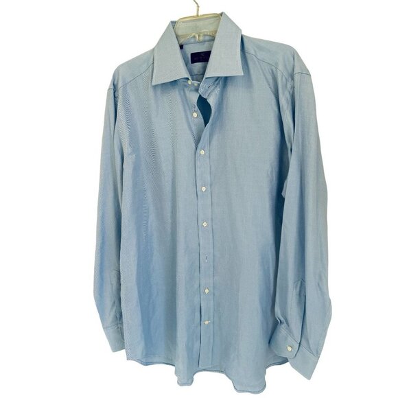 Men's Made in Italy ETRO Light Blue Cotton Long Sleeve Button Down Shirt Size 43 - Picture 6 of 6